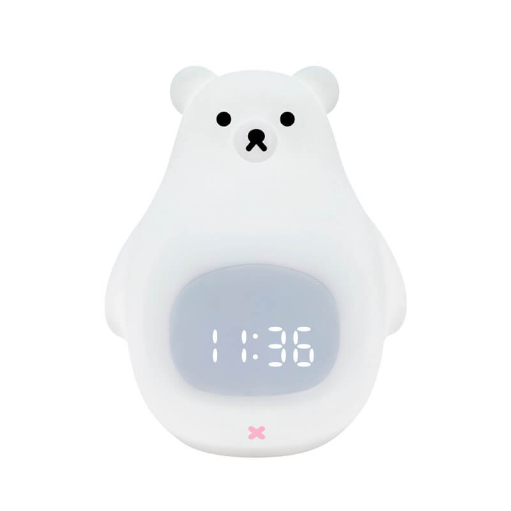 Polar Bear Night Light Alarm Clock with Soft LED Illumination