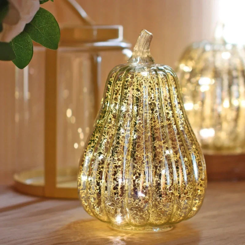 Handgeblazen Glazen Herfsverlichting– Met Timer en Warm Wit Licht