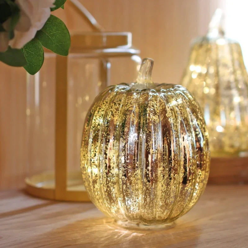 Handgeblazen Glazen Herfsverlichting– Met Timer en Warm Wit Licht