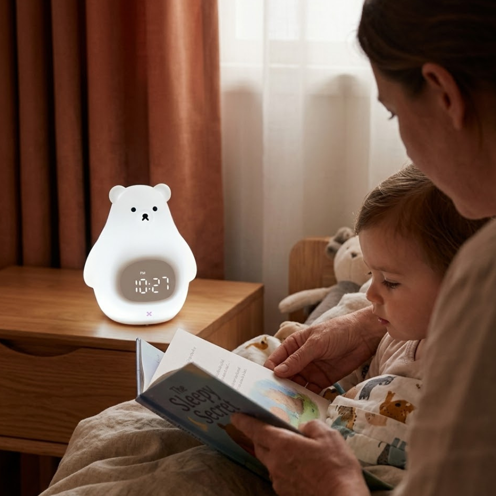Polar Bear Night Light Alarm Clock with Soft LED Illumination