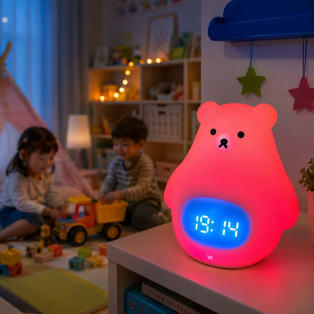 Polar Bear Night Light Alarm Clock with Soft LED Illumination