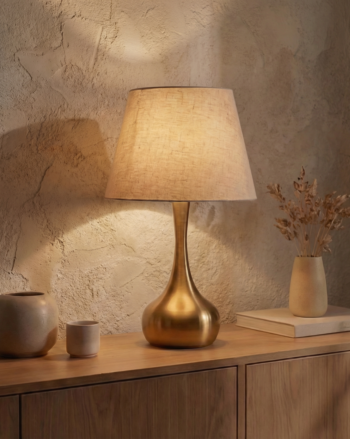42cm Moderne Gouden Tafellamp – Elegante Metalen Voet
