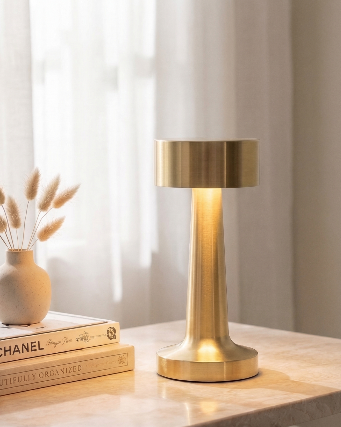 Moderne Draadloze Tafellamp – Oplaadbare LED – Metalen Afwerking