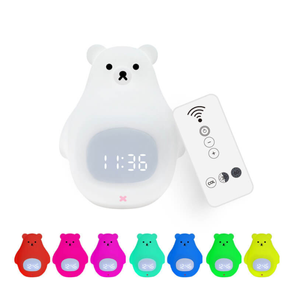 Polar Bear Night Light Alarm Clock with Soft LED Illumination