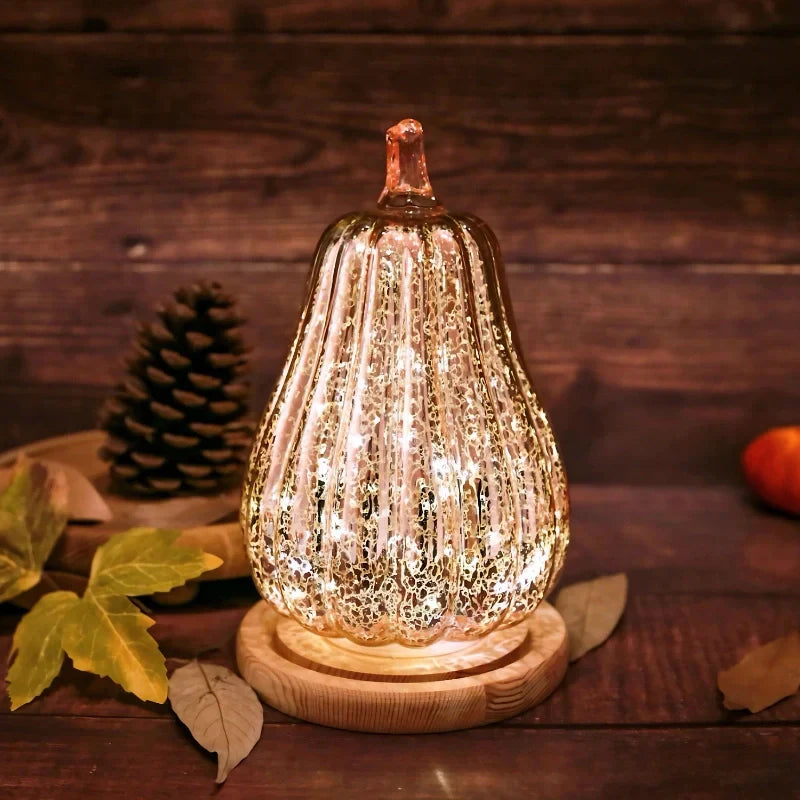 Handgeblazen Glazen Herfsverlichting– Met Timer en Warm Wit Licht