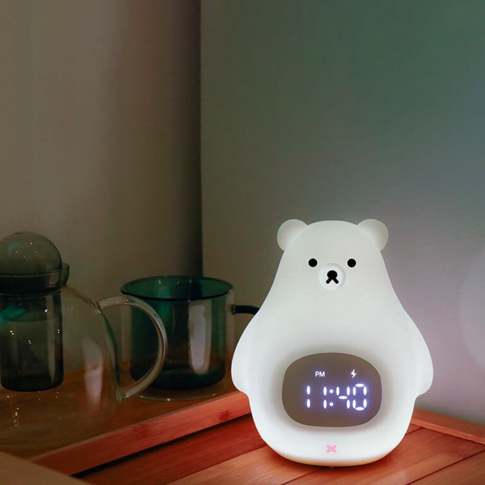 Polar Bear Night Light Alarm Clock with Soft LED Illumination
