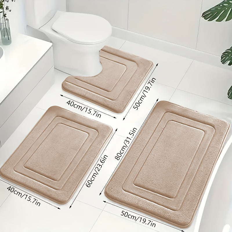 Luxe Memory Foam Badmat Set – Zachte, Absorberende & Antislip 3-Delige Set