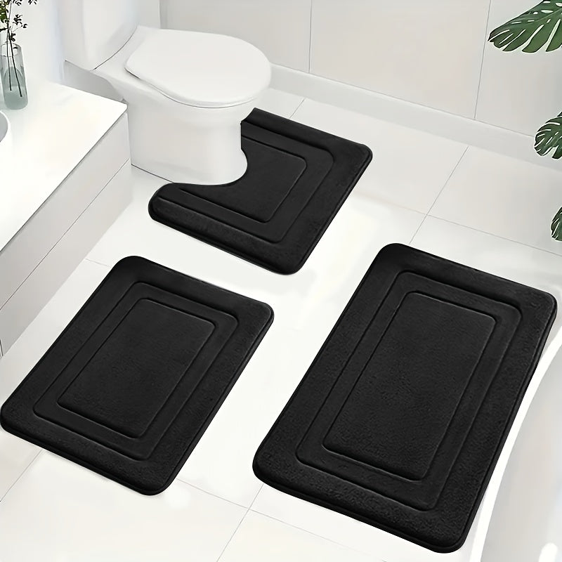 Luxe Memory Foam Badmat Set – Zachte, Absorberende & Antislip 3-Delige Set