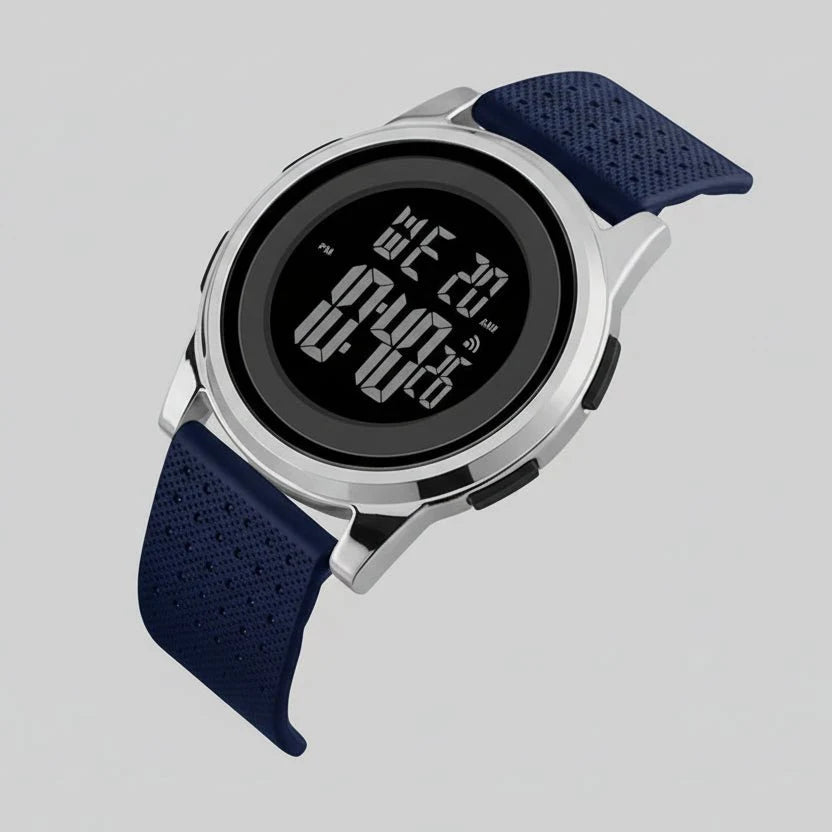 Ultra-Thin Digital Sports Watch for Men with Stainless Steel Band