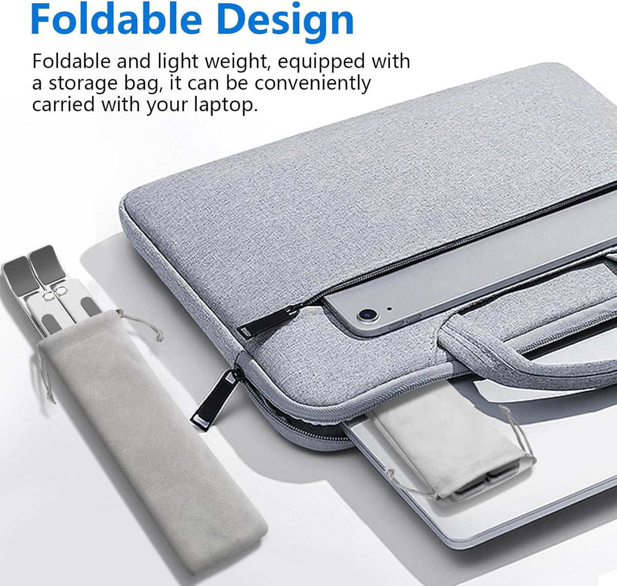 Laptop standaard verstelbaar - Opvouwbaar - Aluminium - Zilver