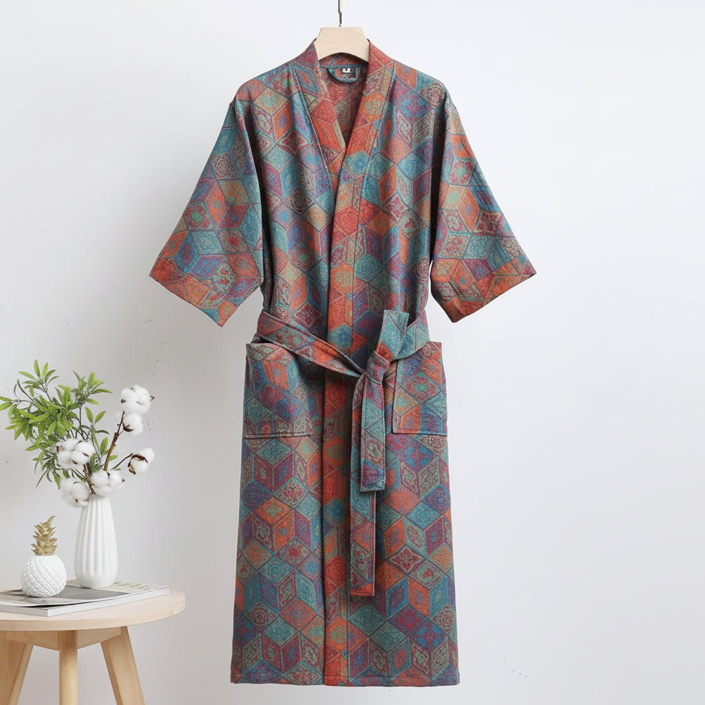LEAFKIMONO – Reversible Kimono Bathrobe made of Cotton for Natural Comfort