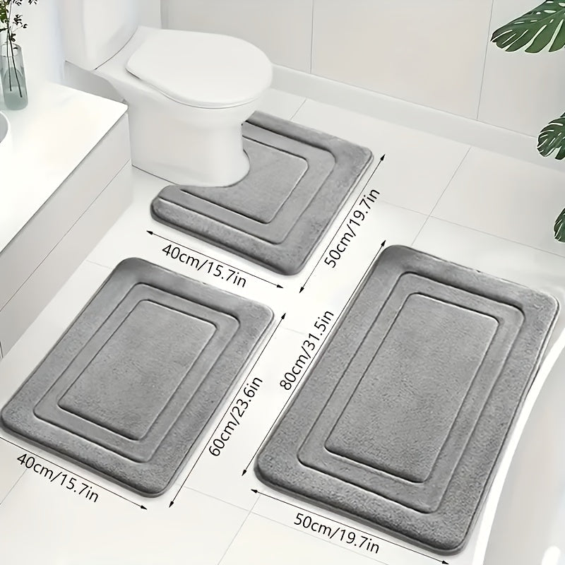 Luxe Memory Foam Badmat Set – Zachte, Absorberende & Antislip 3-Delige Set