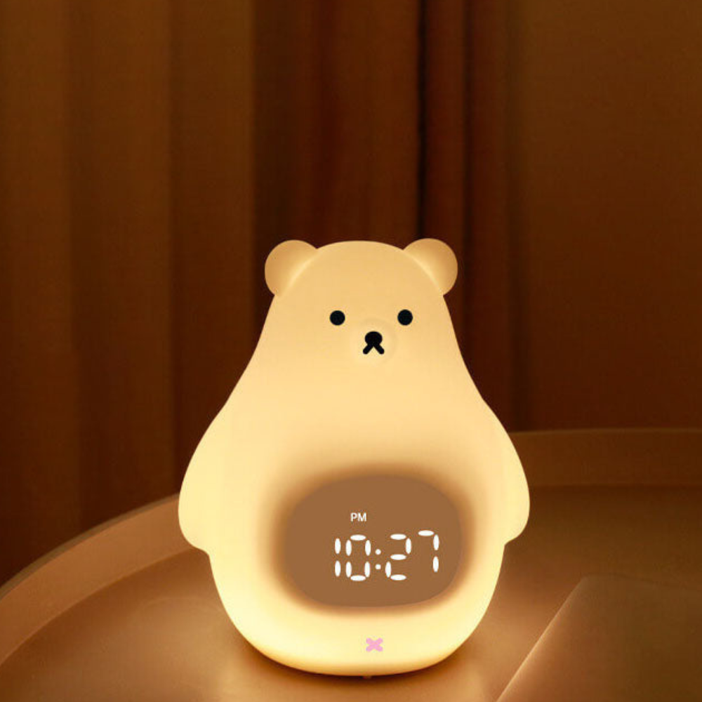 Polar Bear Night Light Alarm Clock with Soft LED Illumination