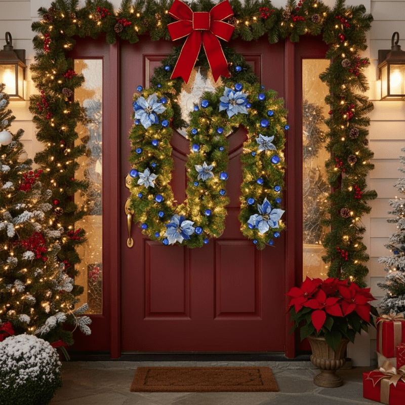 Illuminated Christmas garland made of rattan with warm-white LED lights, 2.7 m