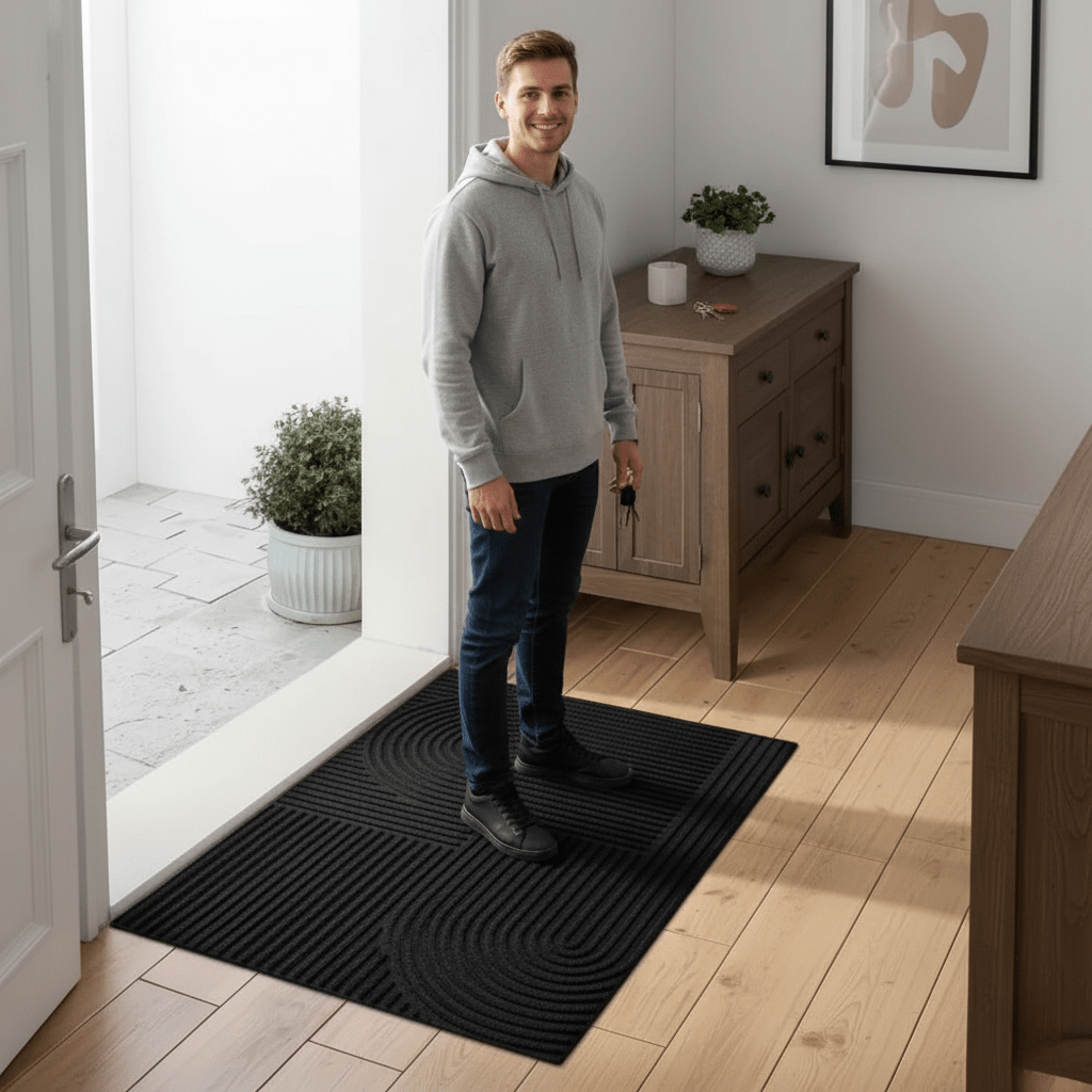 AQUARAY – Absorbent, washable mat with flowing line pattern