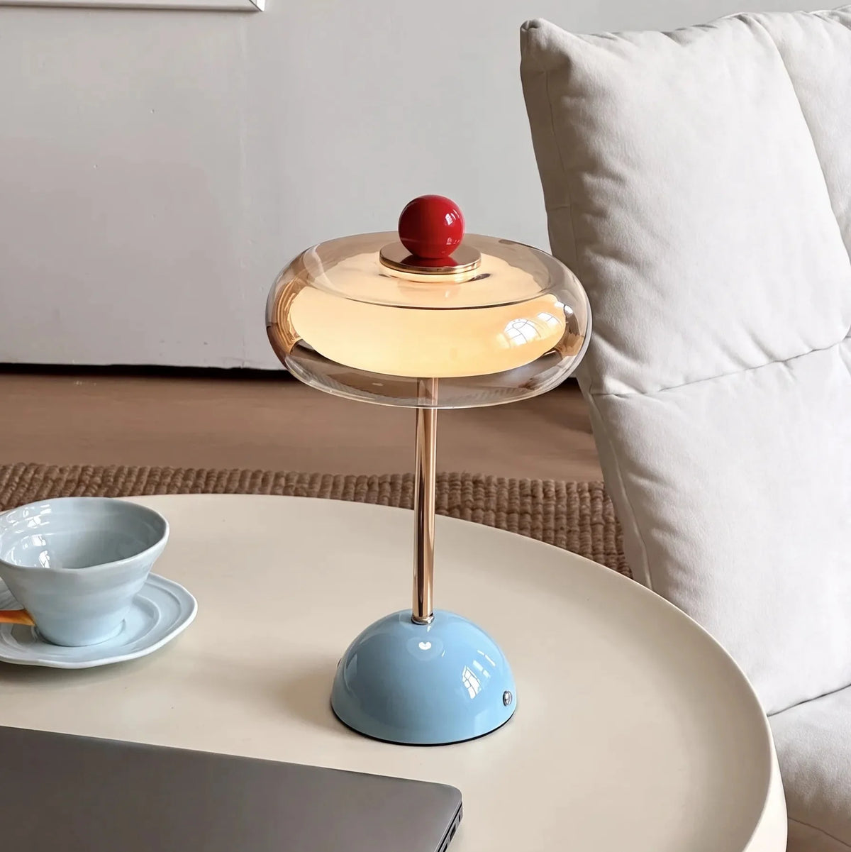 Rechargeable Mushroom Glass Table Lamp