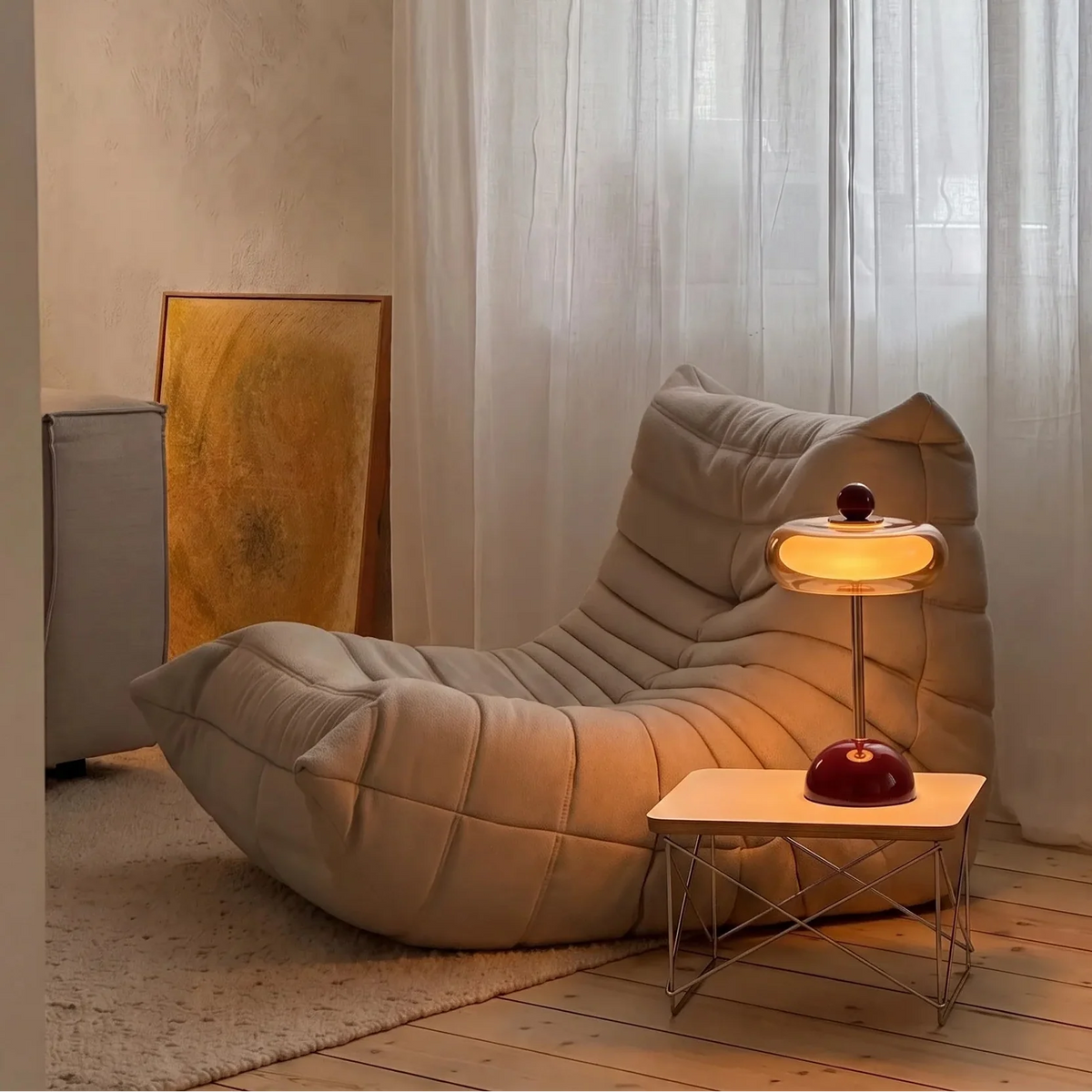 Rechargeable Mushroom Glass Table Lamp