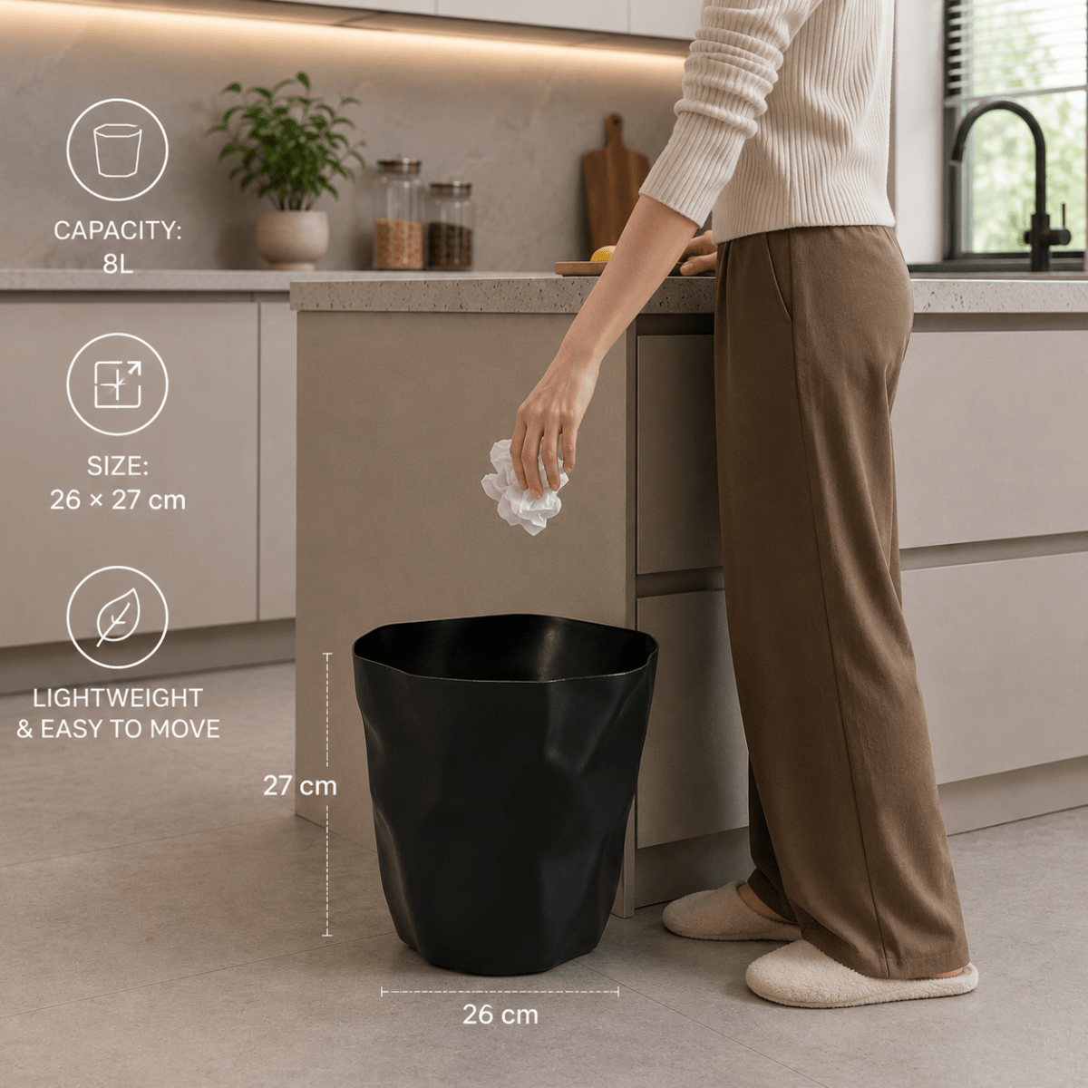 FORMAFLOW – Minimalist trash can with a distinctive silhouette