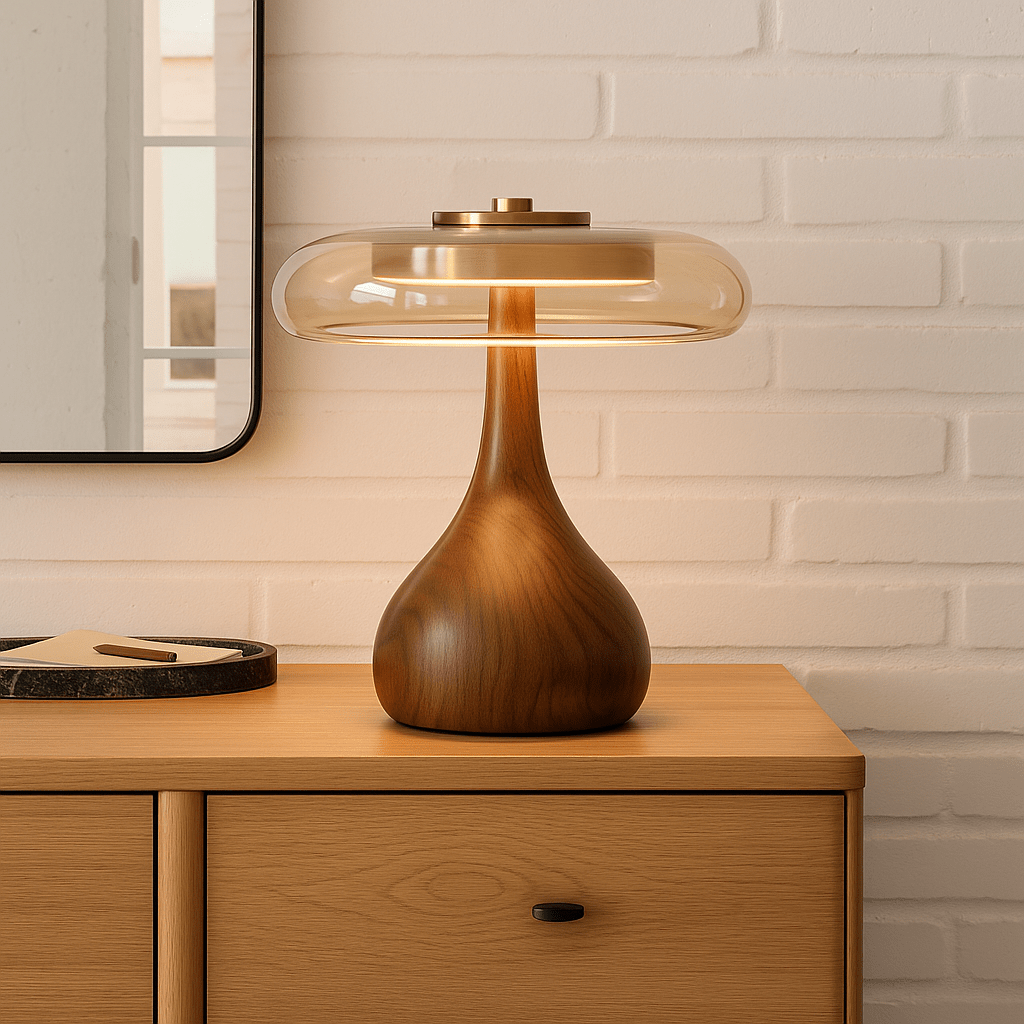 LUXEN – Dimmable LED Table Lamp with Wooden Base for a Modern, Warm Home Ambience