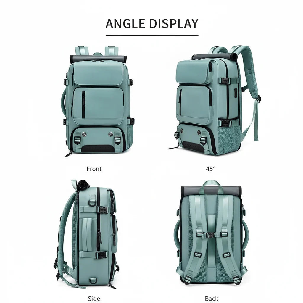 TRAVELMAX Pack - Large waterproof travel backpack with USB port