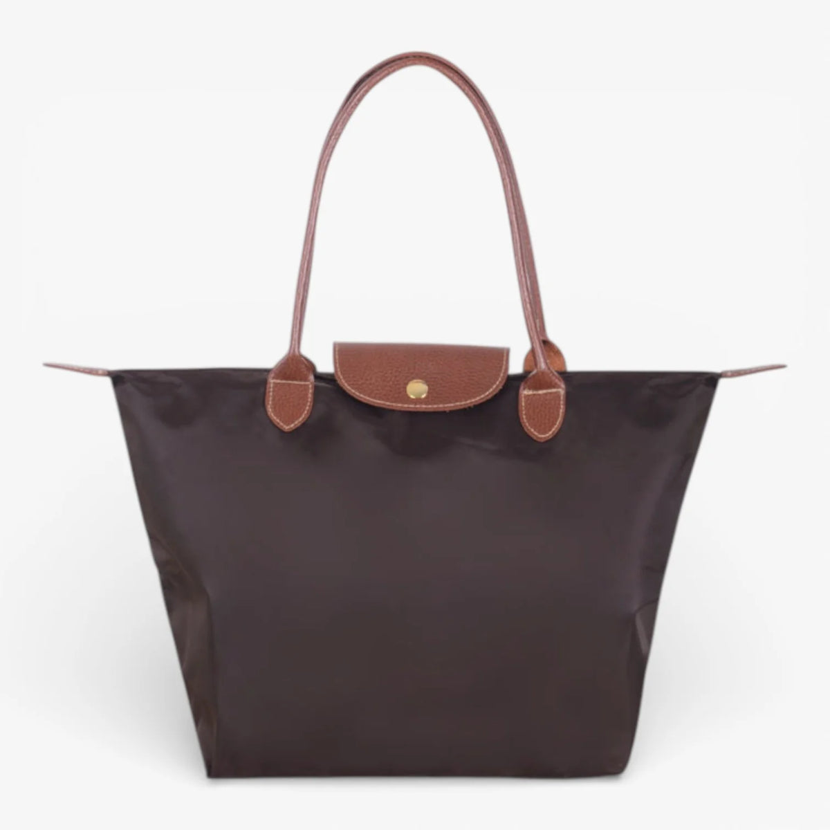 Brown Tote Bag with Leather Accents