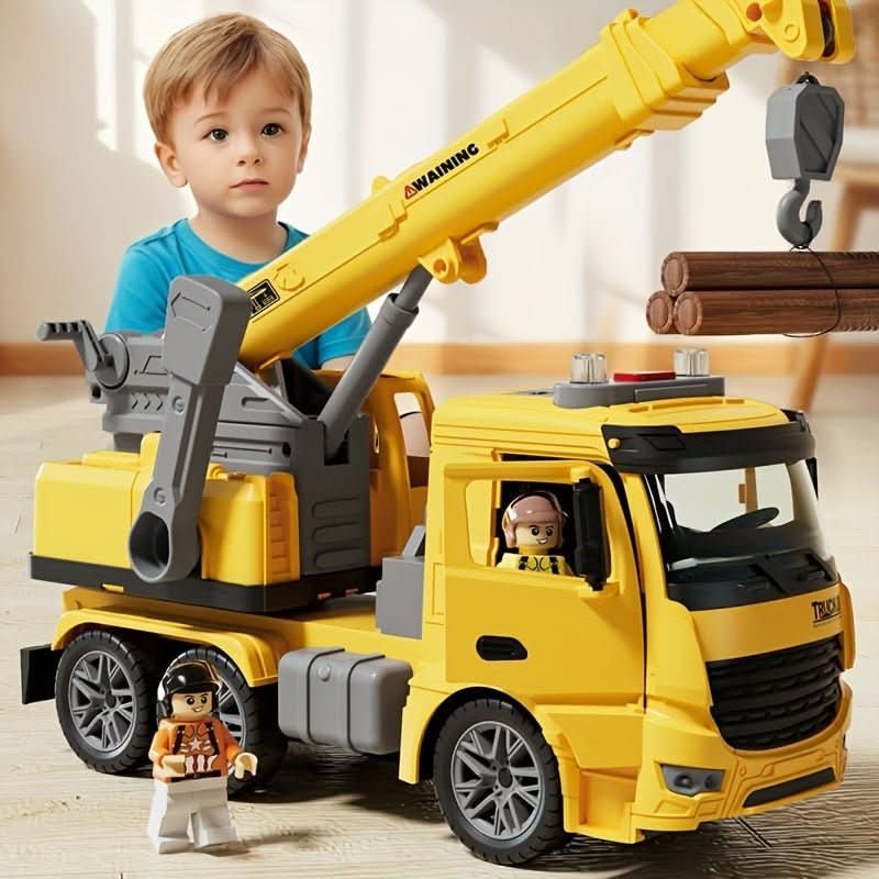 BUILDPLAY – Crane Truck Toy with Light & Sound for Creative Construction Fun