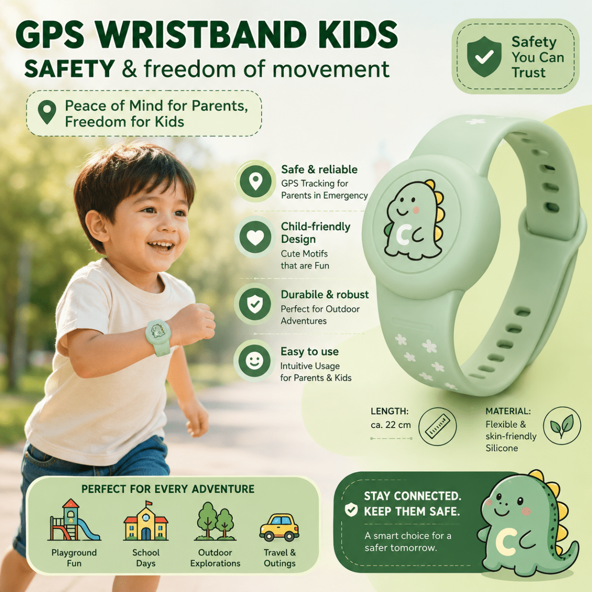 LITTLELOCATE – Colorful GPS wristband for children with a comfortably adjustable strap