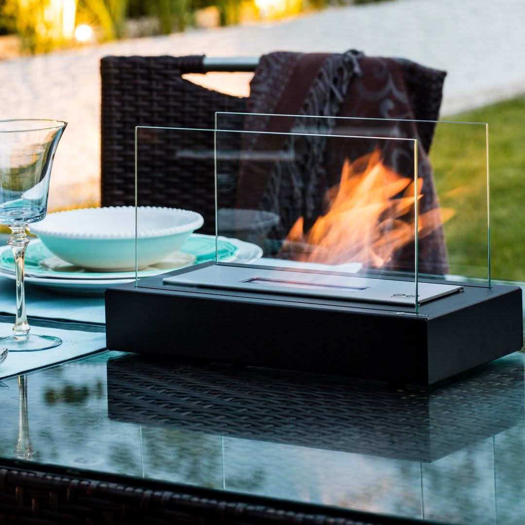 FLAMEGLOW – Portable Bioethanol Table Fireplace for Stylish Flame Ambiance
