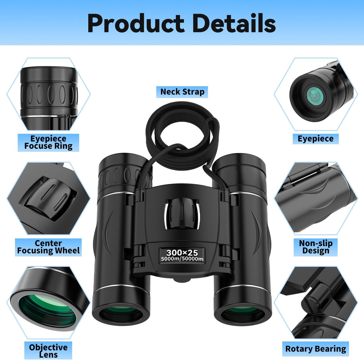 HD Compact Binoculars for Long Range Outdoor Viewing