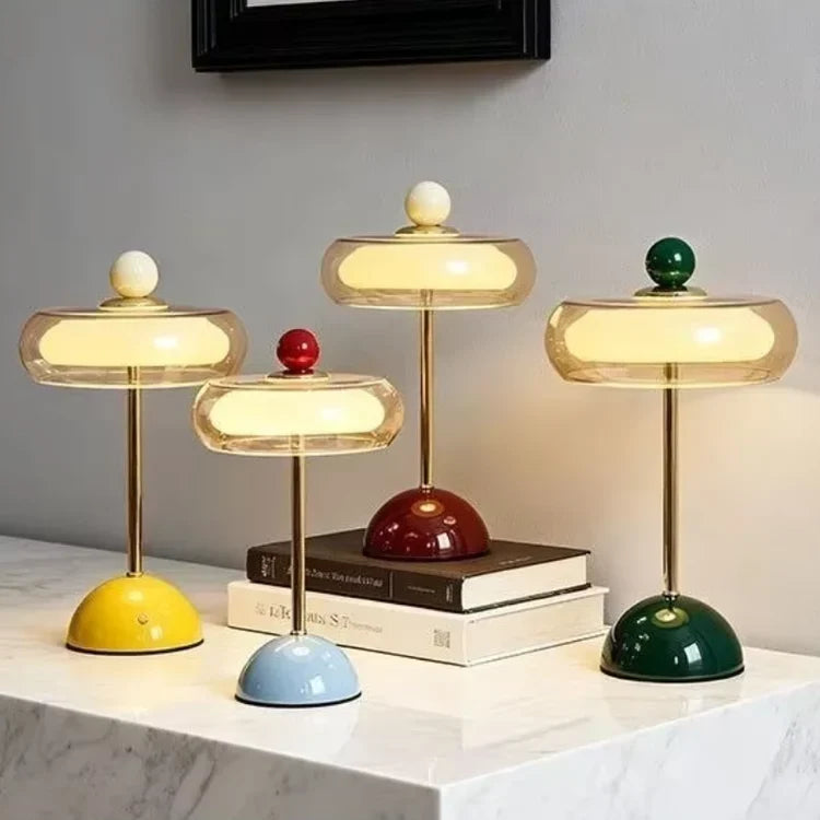Rechargeable Mushroom Glass Table Lamp