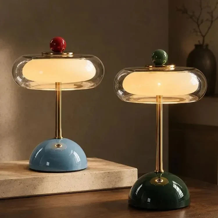 Rechargeable Mushroom Glass Table Lamp