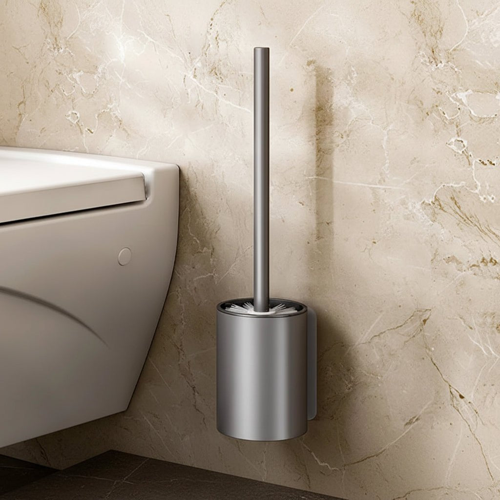 SPACELOO – Space-saving aluminum toilet brush set for modern bathrooms