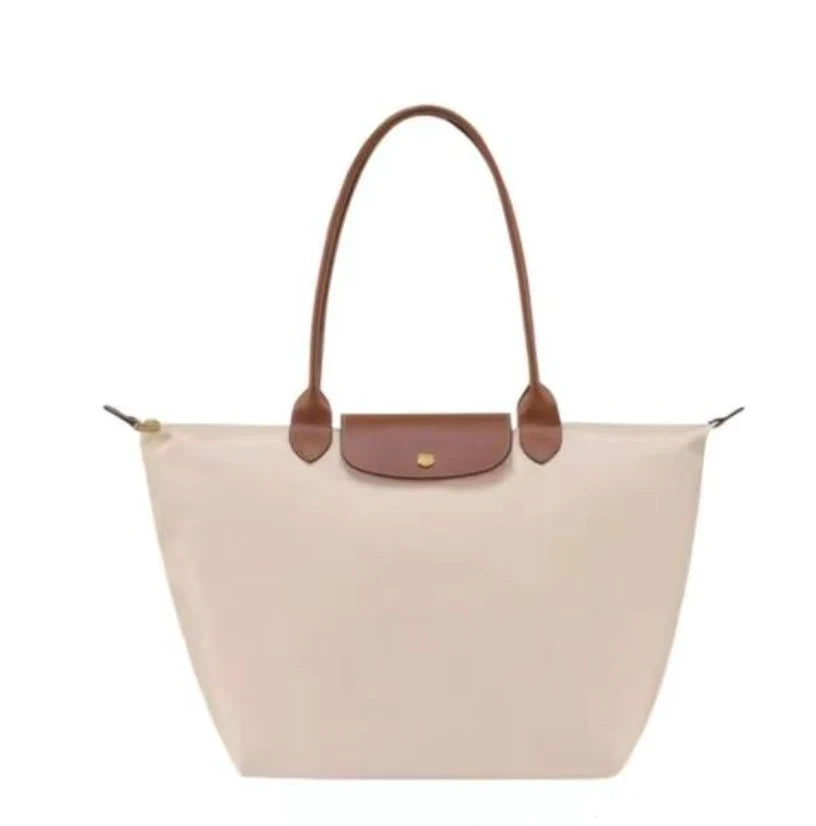 White Tote Bag with Leather Accents