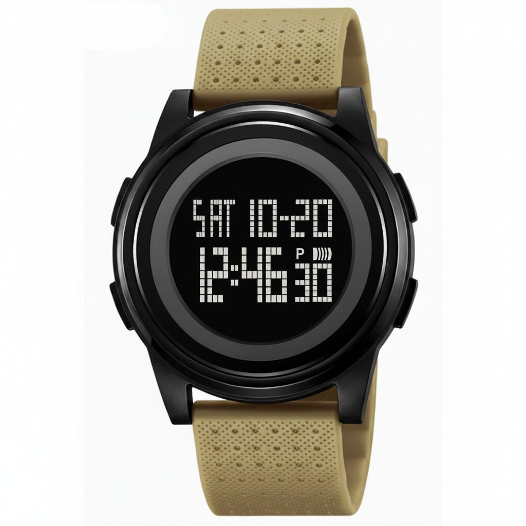 Ultra-Thin Digital Sports Watch for Men with Stainless Steel Band