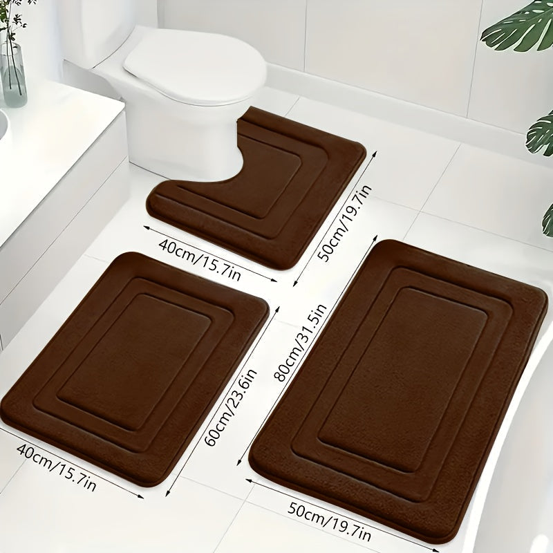 Luxe Memory Foam Badmat Set – Zachte, Absorberende & Antislip 3-Delige Set