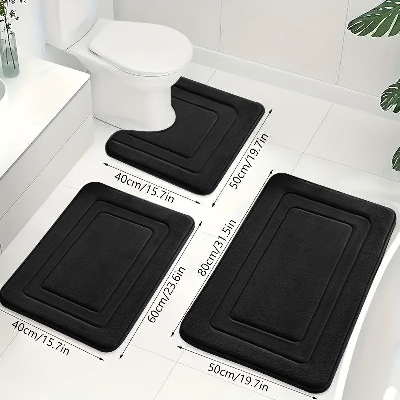 Luxe Memory Foam Badmat Set – Zachte, Absorberende & Antislip 3-Delige Set