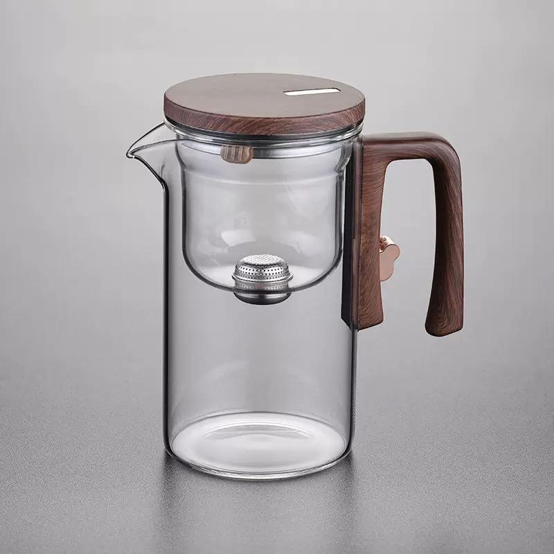Borosilicaat Theekan Met Houten Handgreep En RVS Infuser
