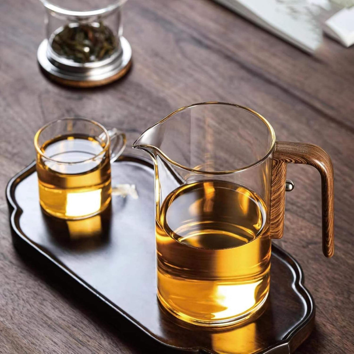 Borosilicaat Theekan Met Houten Handgreep En RVS Infuser