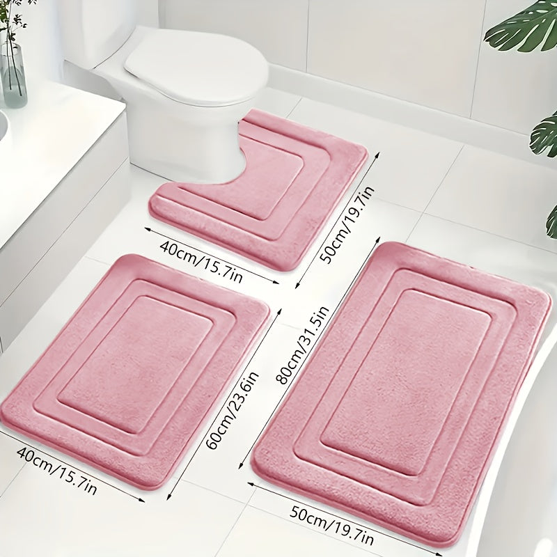 Luxe Memory Foam Badmat Set – Zachte, Absorberende & Antislip 3-Delige Set