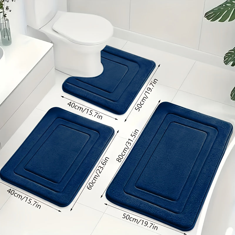 Luxe Memory Foam Badmat Set – Zachte, Absorberende & Antislip 3-Delige Set