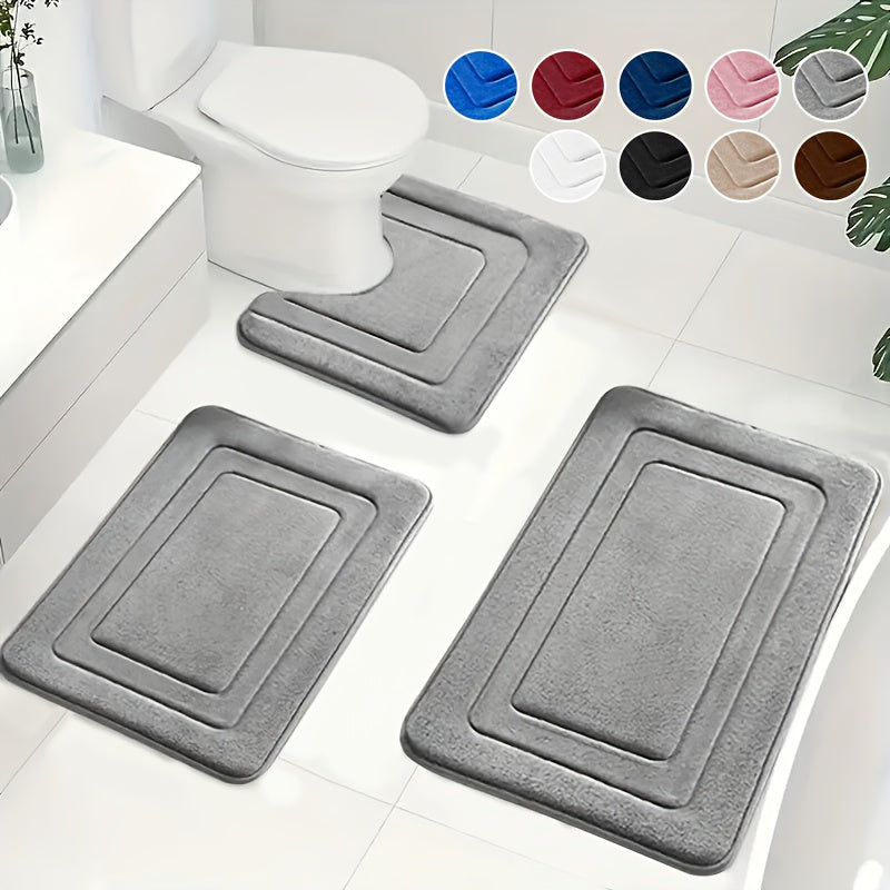 Luxe Memory Foam Badmat Set – Zachte, Absorberende & Antislip 3-Delige Set