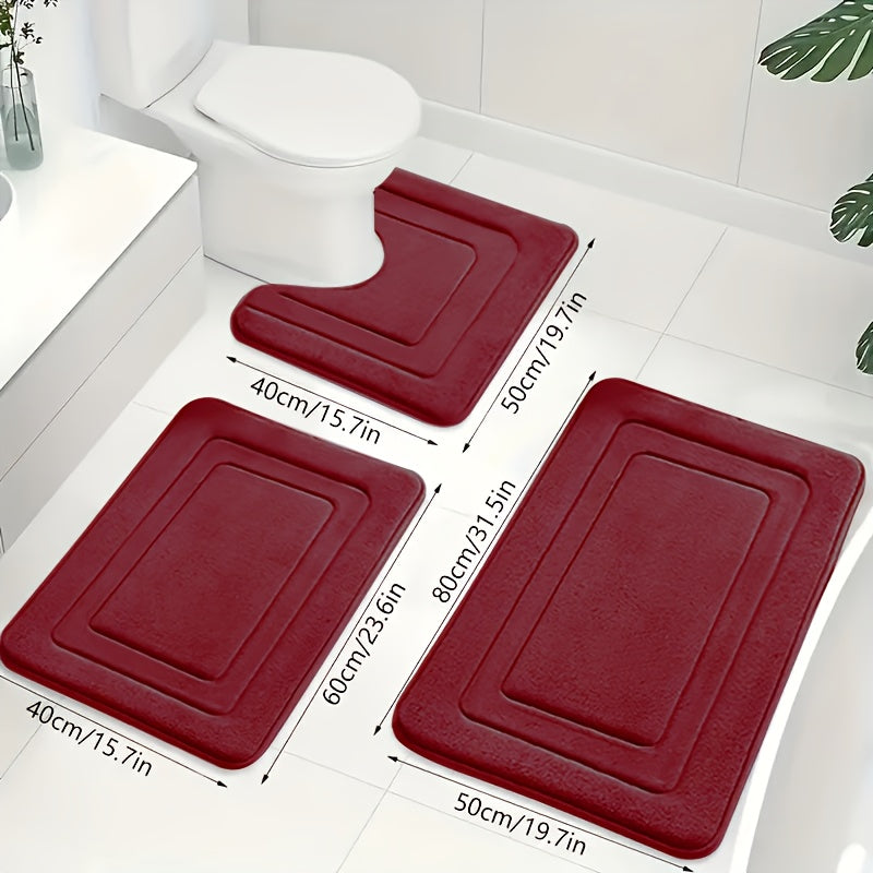 Luxe Memory Foam Badmat Set – Zachte, Absorberende & Antislip 3-Delige Set