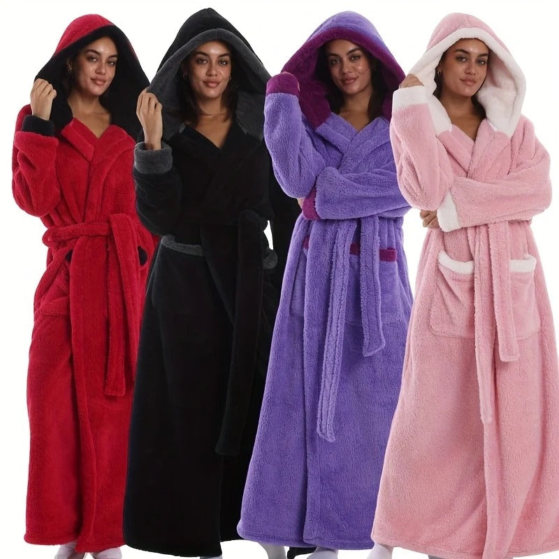 Extra Long Hooded Fleece Bathrobe