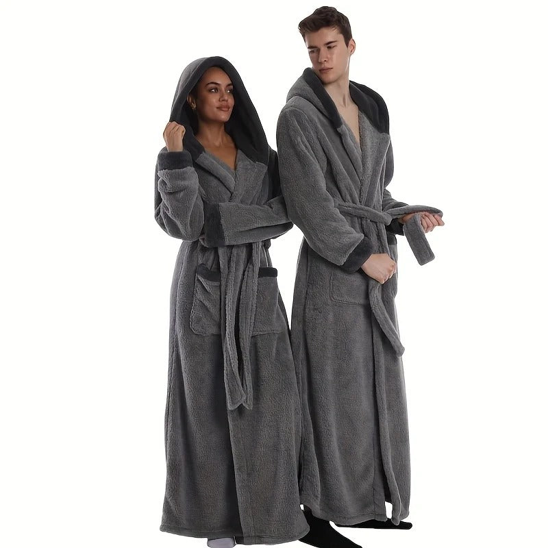 Extra Long Hooded Fleece Bathrobe