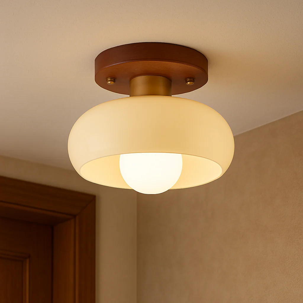 Bauhaus Cream Glass Flush Mount Light