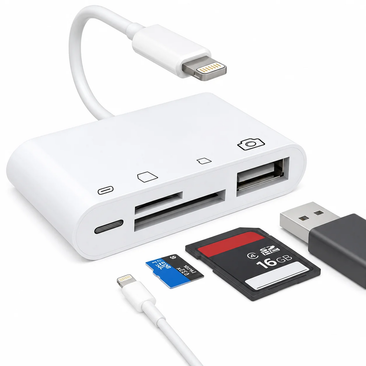 4-in-1 8-Pin Hub with Card Reader