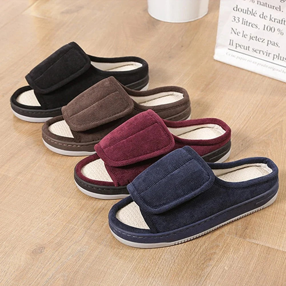 Extra-Wide Adjustable Open-Toe Slippers