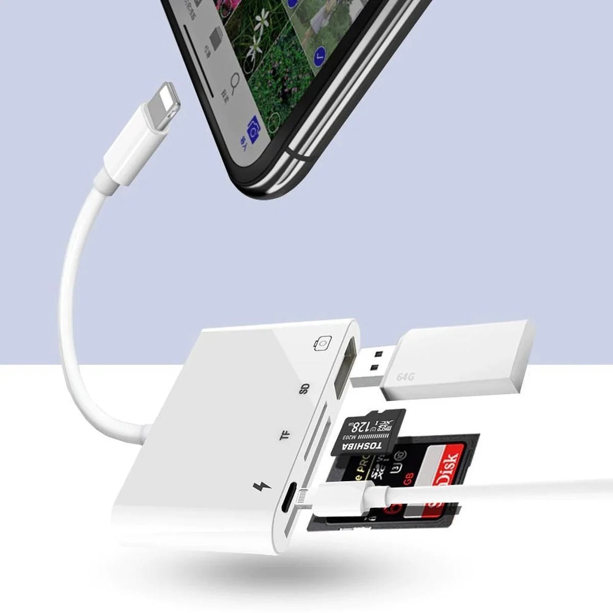 4-in-1 8-Pin Hub with Card Reader