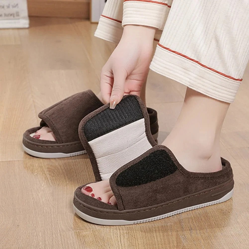 Extra-Wide Adjustable Open-Toe Slippers