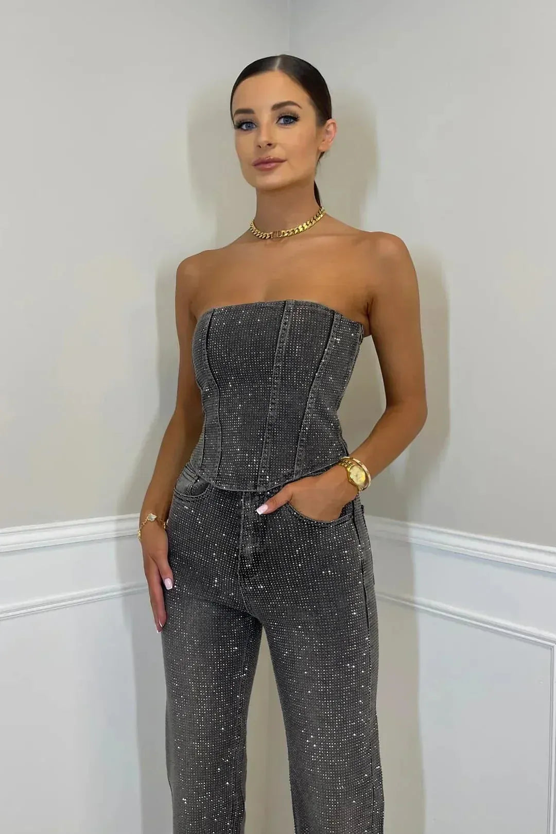 Glitter Trouser Set